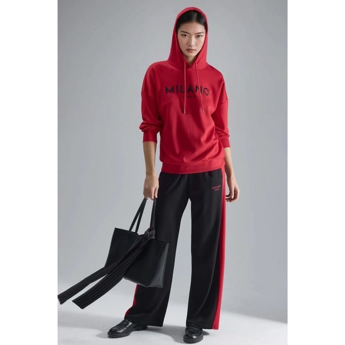 Modal Touch Hoodie met Geborduurde Lange Wijd Fallende Twee-delige Set