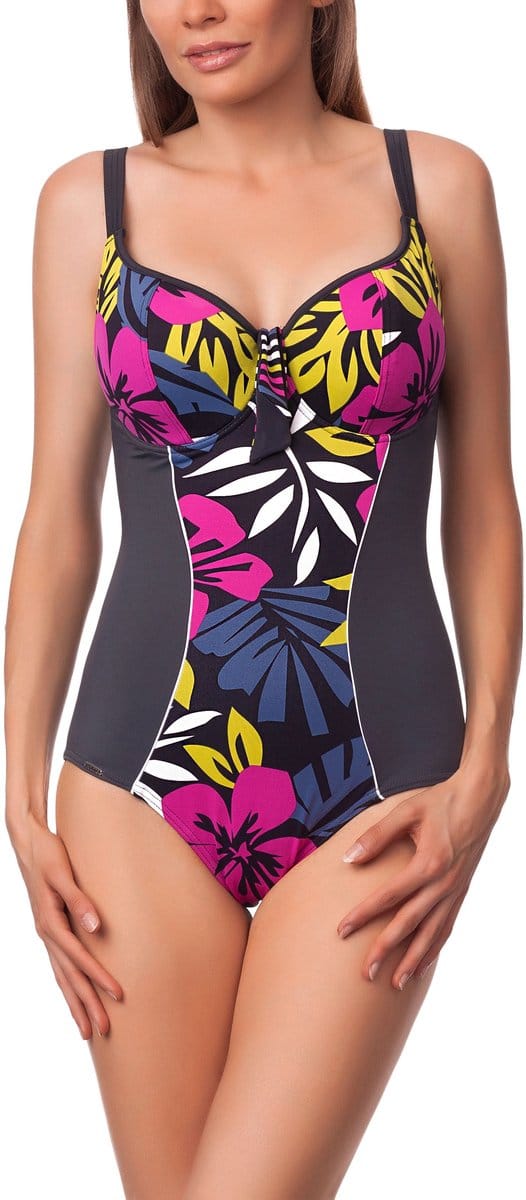 Antie Dames Zwemkleding – Badpak – Zwart/Wit – 38B - AN-MAKIRA-O