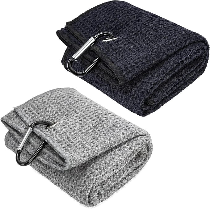 Golfhanddoeken - Microvezel handdoeken - Golfbaan schoonmaken - Tri-Fold design - 60 x 40 cm - Zwart grijs