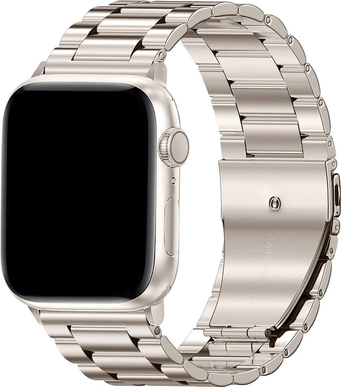 Stalen Schakel bandje voor Apple Watch 42/44/45mm Starlight