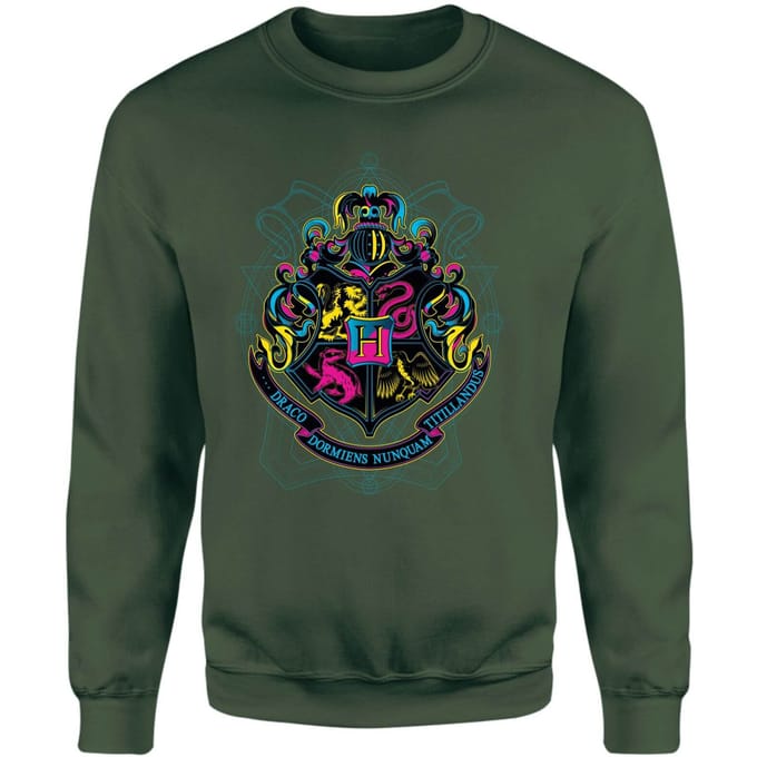 Harry Potter Hogwarts Neon Crest Sweatshirt - Green - XXL