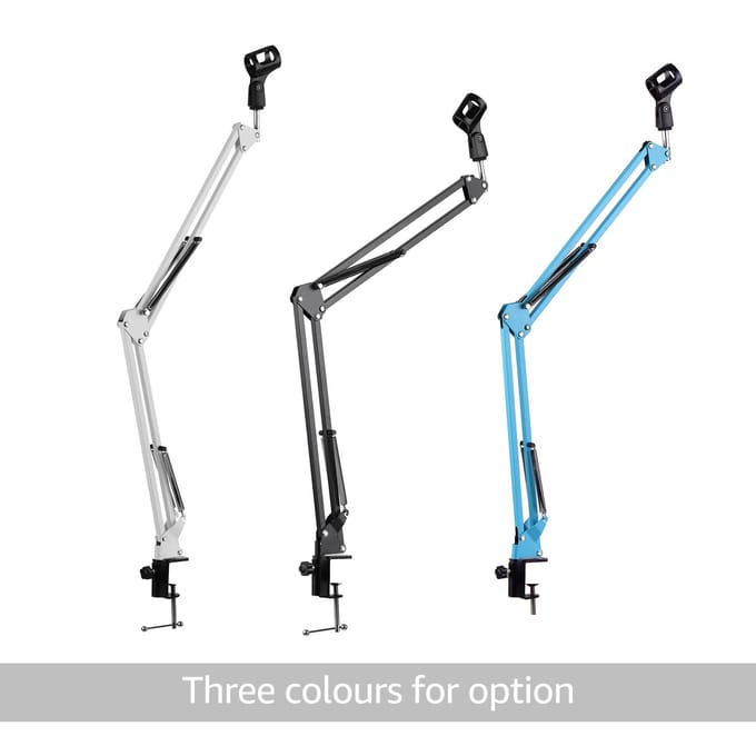 Support de pied de Microphone, support paresseux de Table avec bras extensible, Clip de Microphone blanc