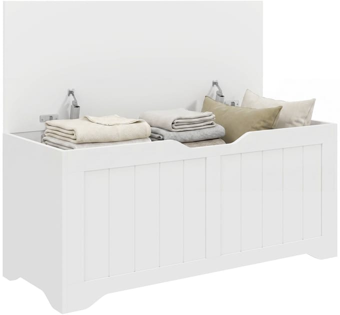 HOMCOM Opbergkist - Spaanplaat - 100 x 40 x 45 cm - Wit
