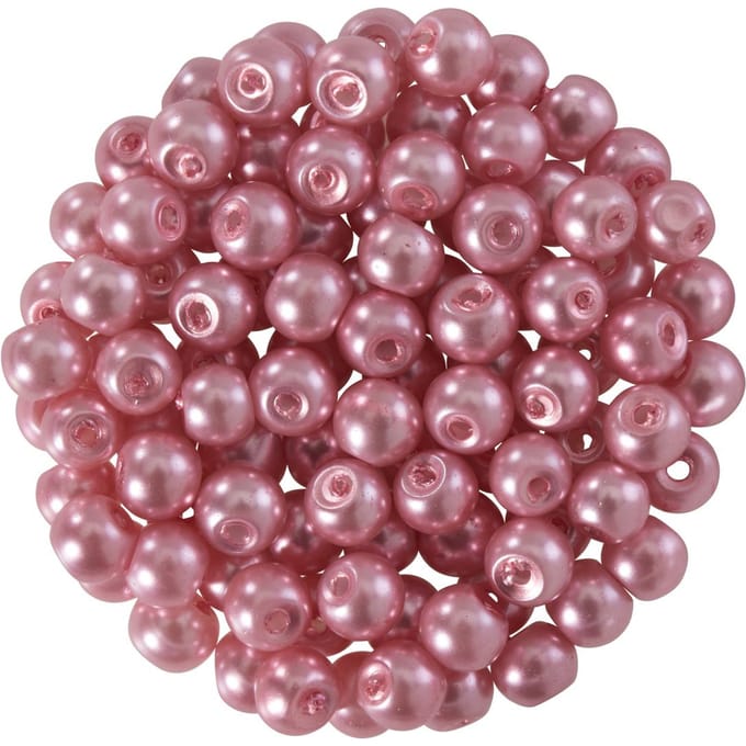 Glasparels, Ø 4 mm, 100 stuks - Roze