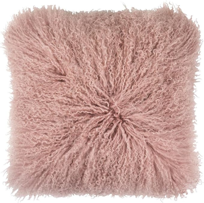 Pad lamsvacht sierkussenhoes Glory roze - 40x40 cm - schapenvacht