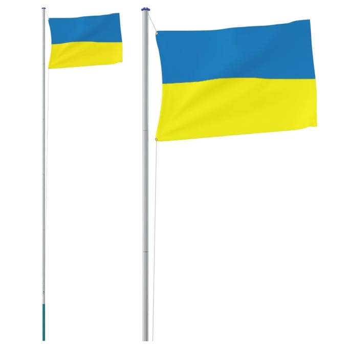 vidaXL - Vlag - met - vlaggenmast - Oekraïne - 6,23 - m - aluminium