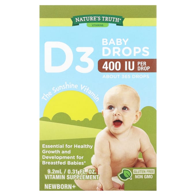 Nature's Truth, Vitamines, Gouttes de D3 pour Bébé, Nouveau-né+, 400 UI, 0,31 fl oz (9,2 ml)
