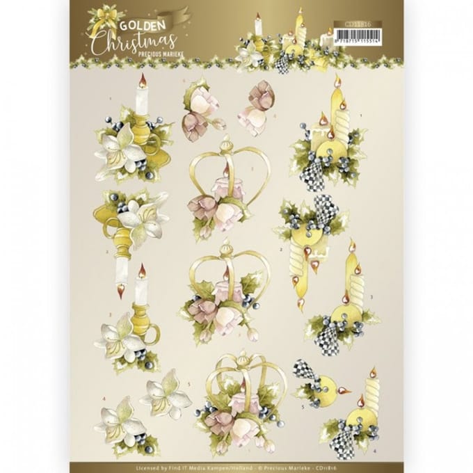 3D Cutting Sheet - Precious Marieke - Golden Christmas - Christmas Crown 1 stuks