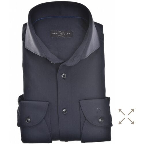 John Miller Overhemd Hyperstretch Navy - Maat 43 - Heren - Overhemden Formeel
