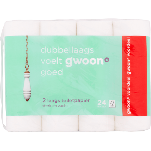 G'woon Dubbellaags Toiletpapier 24 Rollen