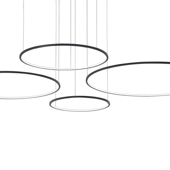 Milagro Lighting LED hanglamp Saturno, 4-lamps, zwart, metaal, 4.000 K