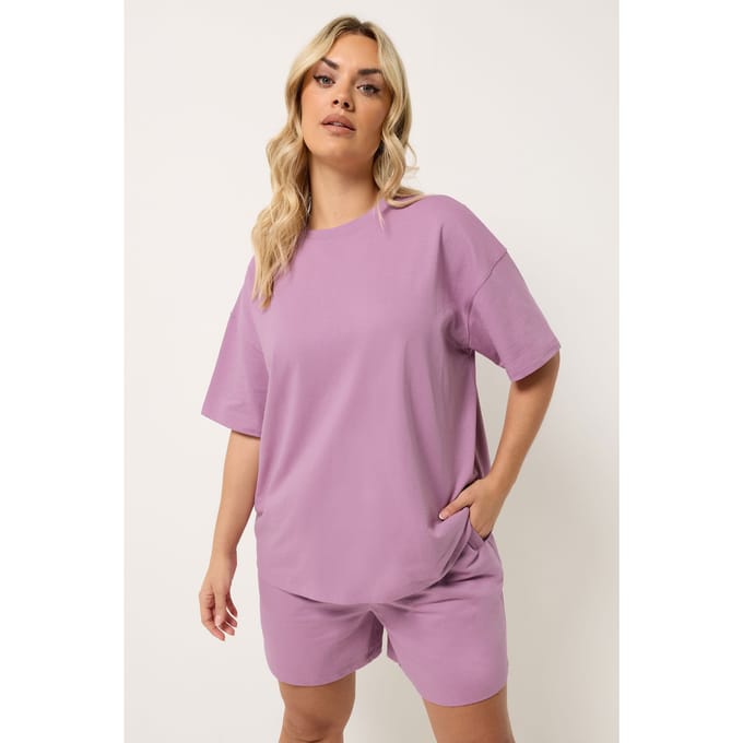 Yours Set Paars Sweatshirt En Korte Broek Size 54-56