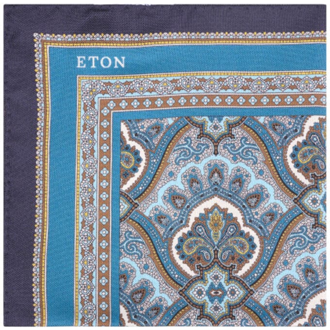 Eton Paisley print silk pocket square
