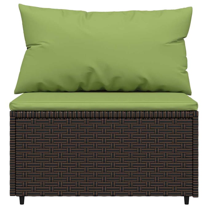 vidaXL - Tuinmiddenbank - met - kussens - poly - rattan - bruin