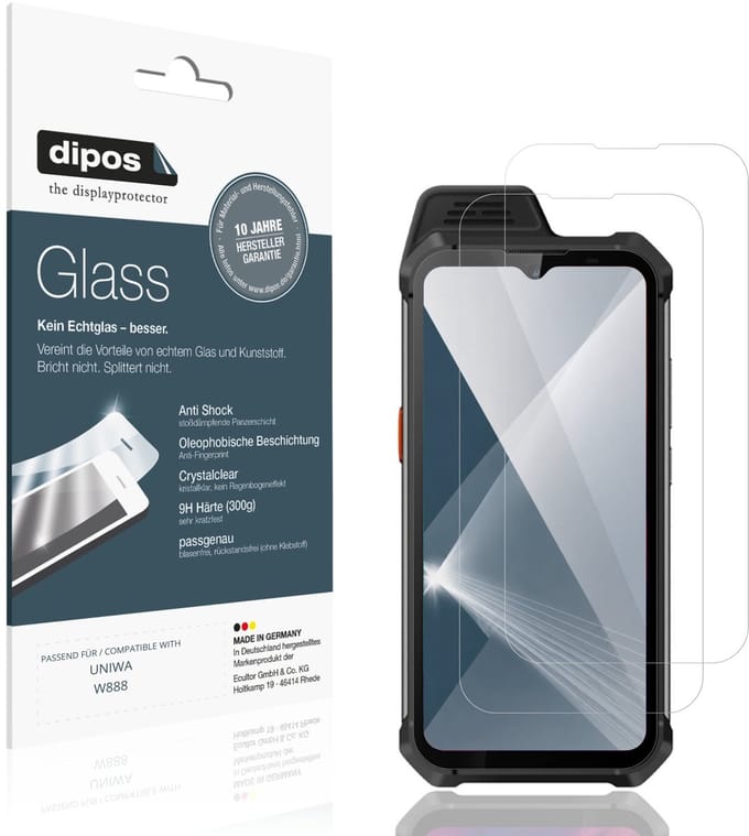 dipos – 2x Pantserfolie geschikt voor UNIWA W888 | 9H Screenprotector