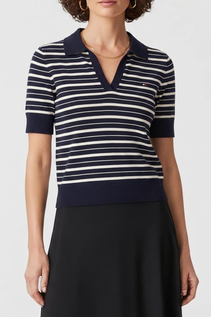 Tommy Hilfiger Cotton Jersey Fine Pullover Dark Night Navy/calico Größe: S | Poloshirts Outlet | Damen | Schwarz