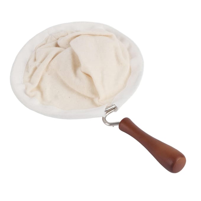 Herbruikbare Flanellen Doek Handgemaakt Koffiefilter Zeef met Houten Handvat (Groot) Large white