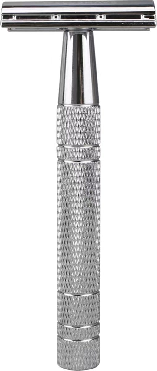 Wellshave Safety Razor Zilver - RVS + 20 Scheermesjes - Vrouwen & Mannen - Scheermes - Veiligheidsscheermes - Double Edge - Single Blade