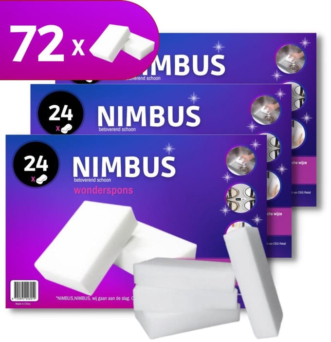 NIMBUS Wonderspons - 72 stuks (3x24) Melamine Spons - Extra Dik