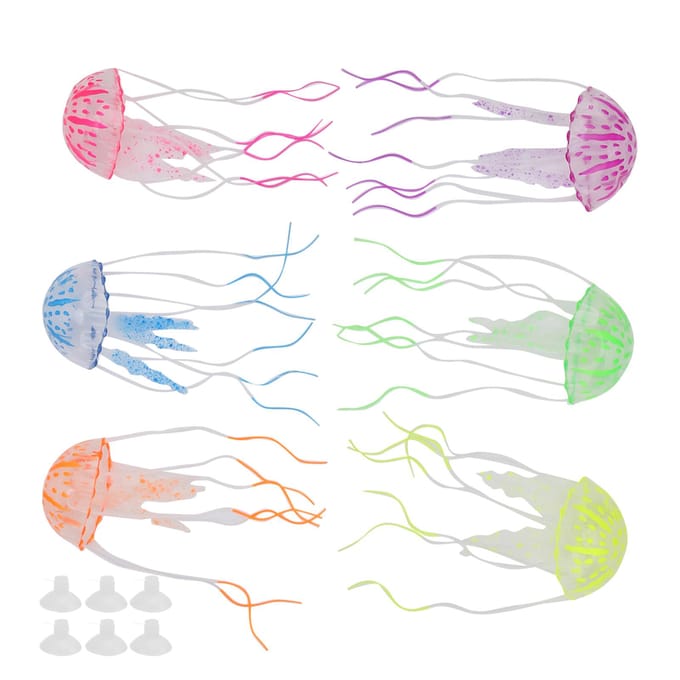 Méduse artificielle en silicone pour aquarium, décoration lumineuse white