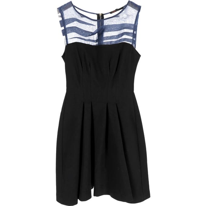 Maje geplooide mouwloze mini-jurk van zwart polyester