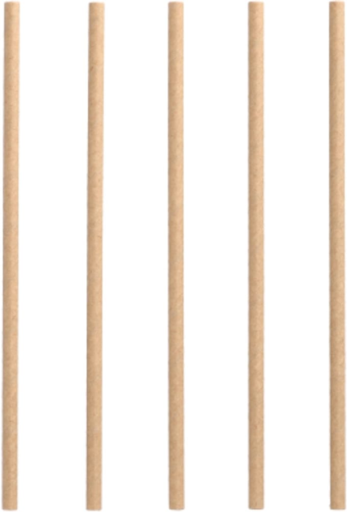 10x 100 Drinkrietjes papier pure Ø 6 mm · 20 cm bruin