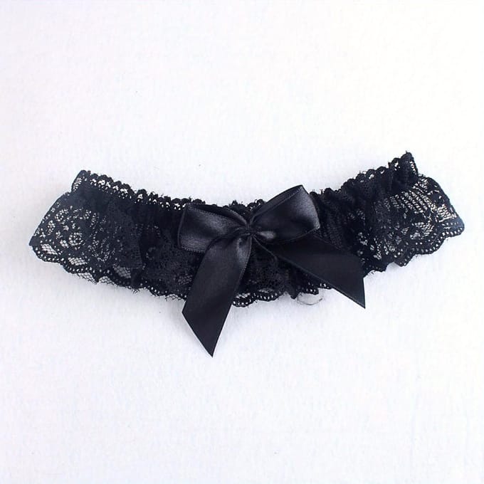 Anneau de cuisse sexy en dentelle avec nœud papillon, anneau de jambe élastique, boucle de jambe, ceinture de jarretière pour mariée, accessoires de fête Cosplay black