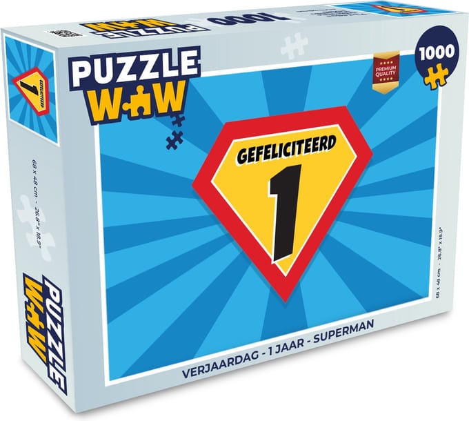 Puzzel Verjaardag - 1 Jaar - Superman - Legpuzzel - Puzzel 1000 stukjes volwassenen