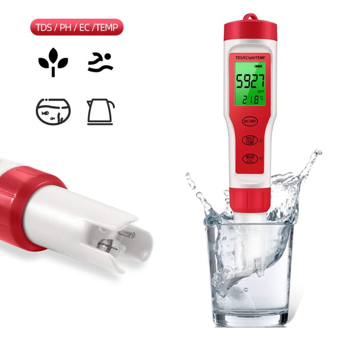 PEZ9908 Draagbare handbediende waterkwaliteitstester 4 in 1 PH Totaal opgeloste vaste stoffen EC-temperatuur veelkleurig