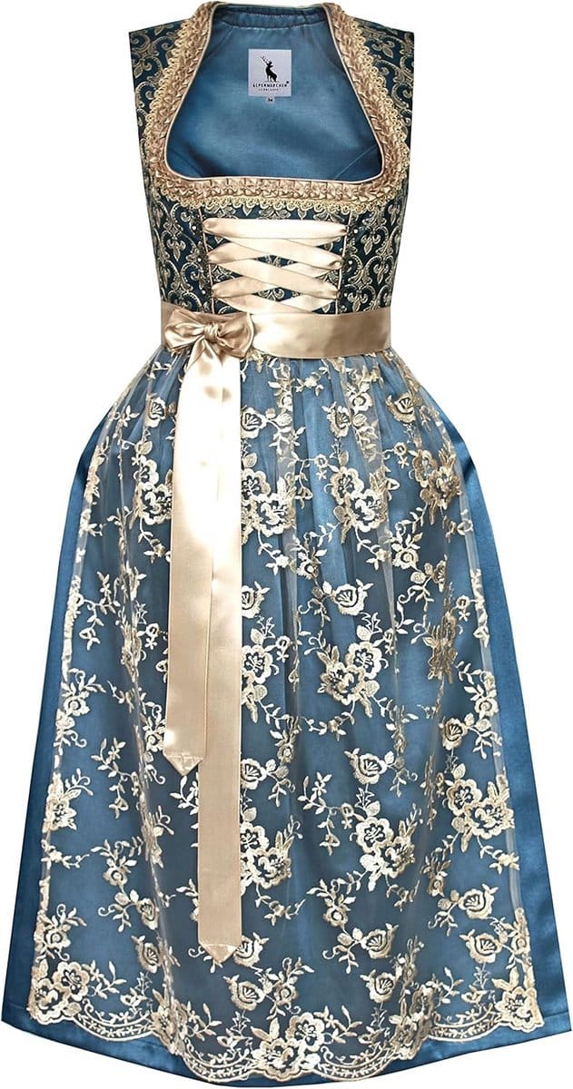 Lange Elegante Dirndl Linnea met Kanten Schort