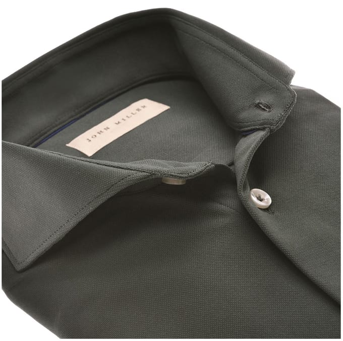 John Miller Overhemd Hyperstretch Donkergroen - Maat 45 - Heren - Overhemden Casual