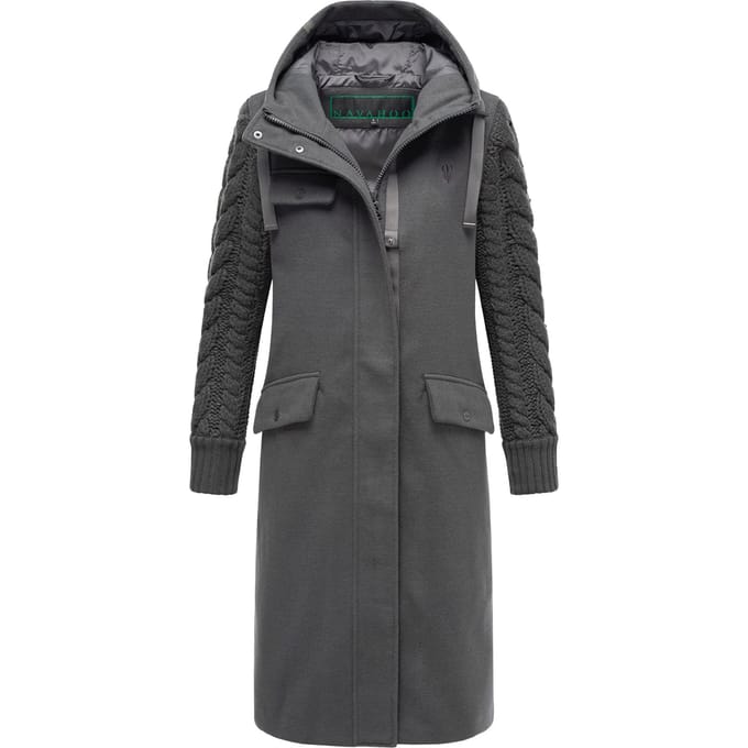 Navahoo Knit Babe dames wintermantel met gebreide mouwen