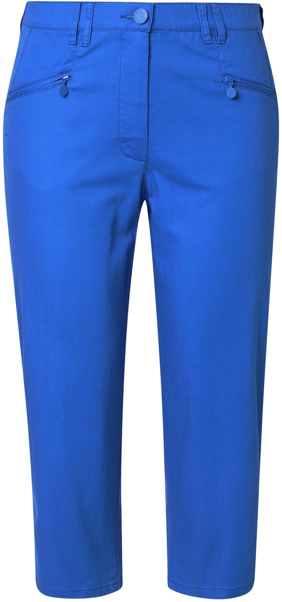 Ulla Popken - Dames - 7/8-jeans Mony elastische tailleband ritszakken - Pauwenblauw - Maat 58