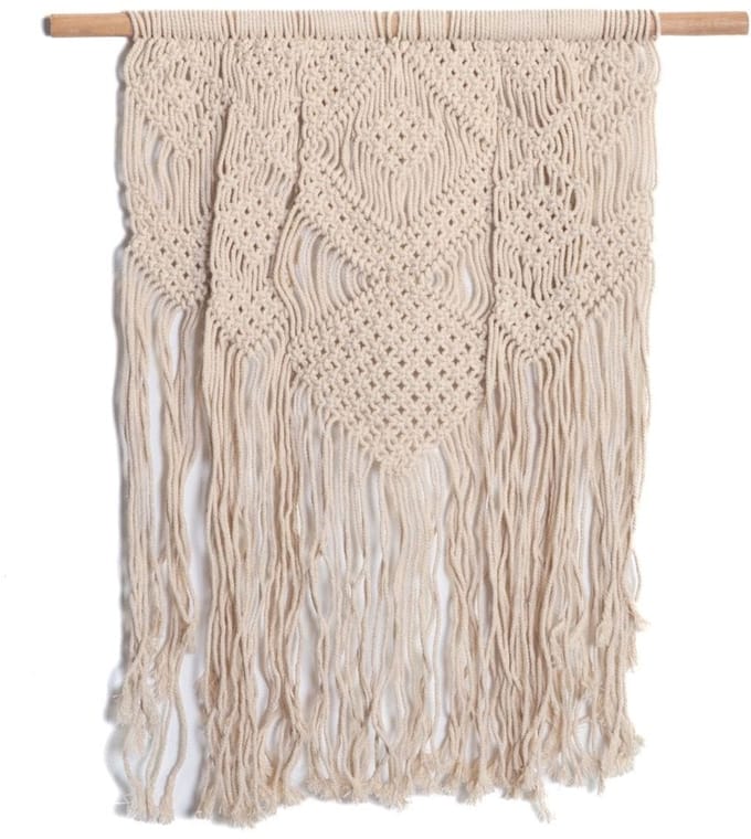 Macramé Ruitenpatroon Wit - 60 cm