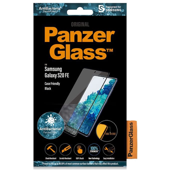 PanzerGlass Screenprotector geschikt voor Samsung Galaxy S20 FE Glazen | PanzerGlass Edge to Edge Screenprotector - Case Friendly - Zwart
