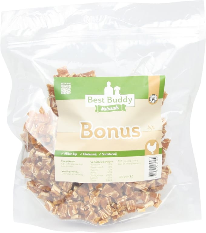 Bonus Kip 500 gram - Trainingssnack - Glutenvrij - Mono proteïne - Best Buddy Pets