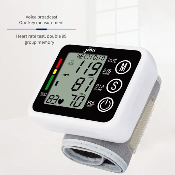 Draagbare bloeddrukmeter Polsbloeddrukmeter Hartslagmeter Digitale polsmeter PR LCD-scherm Gezondheidszorg Medisch gray