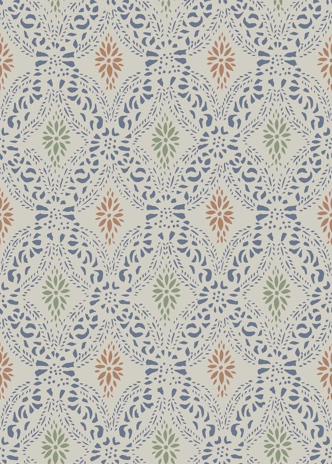 Boråstapeter Vliesbehang 8054 - Anno II - Bloemen Blauw - 53cm x 10.05m