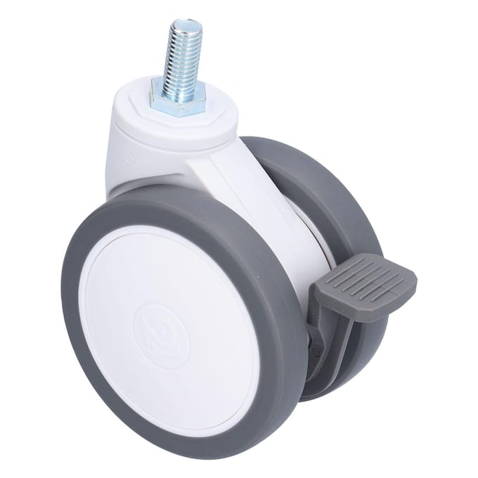Roulette pivotante silencieuse universelle robuste en TPR avec frein, filetage M12, 4 po