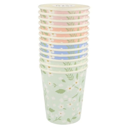 Meri meri pasen bekertjes karton à 8 stuks - dits floral