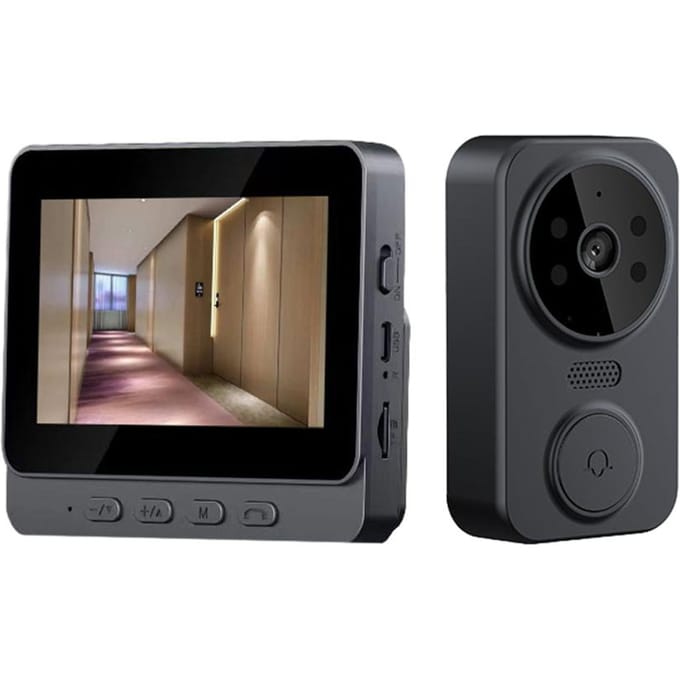 4,3 inch IPS-scherm 2.4G draadloze visuele intercomdeurbel met scherm, draadloos slim zwart