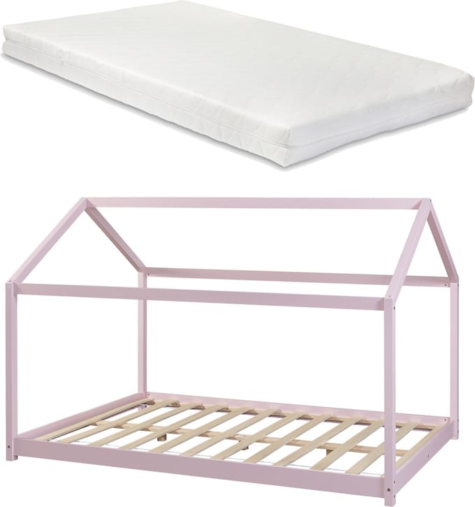 Kinderbed Cerro huisbed met matras 120x200 cm roze