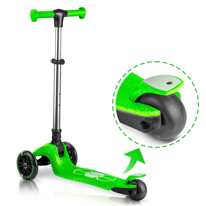 Ricokids Jelly - Driewieler Kinderstep - Groen - LED Verlichting - Verstelbaar Stuur