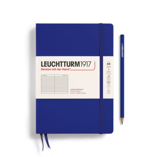 Leuchtturm1917 notitieboek, hardcover, medium a5, gelinieerd, ink blauw
