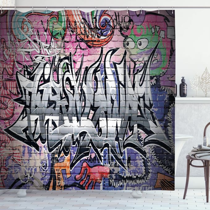 ABAKUHAUS – Stedelijk Douchegordijn – Grijs Roze, 175x180 cm, polyester