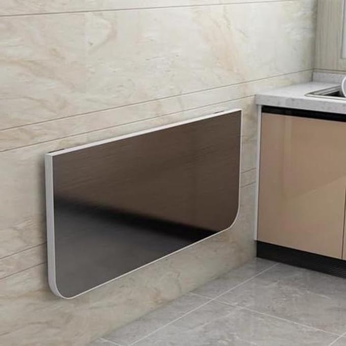 Wandtafel - Opklapbaar blad - Ruimtebesparing - Roestvrij staal - Compact - Zilverkleurig