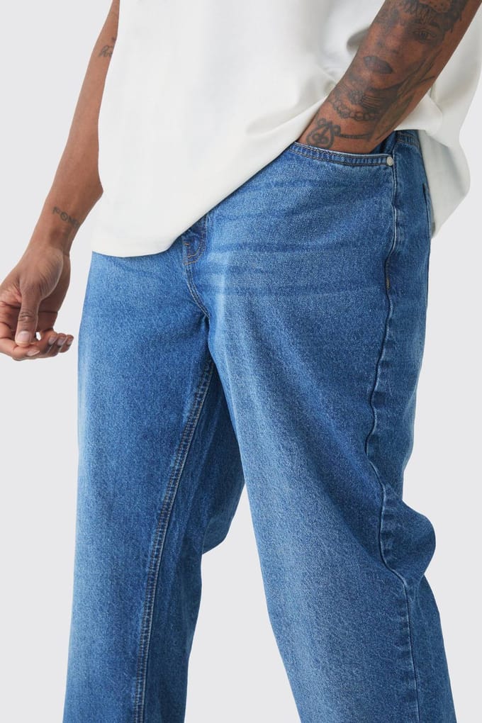 Hoge slanke stijve jeans | Mid Blue | Size 36
