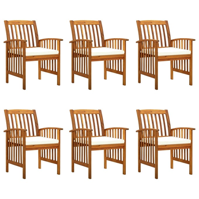 vidaXL - Tuinstoelen - 6 - stuks - met - kussens, - massief - acaciahout