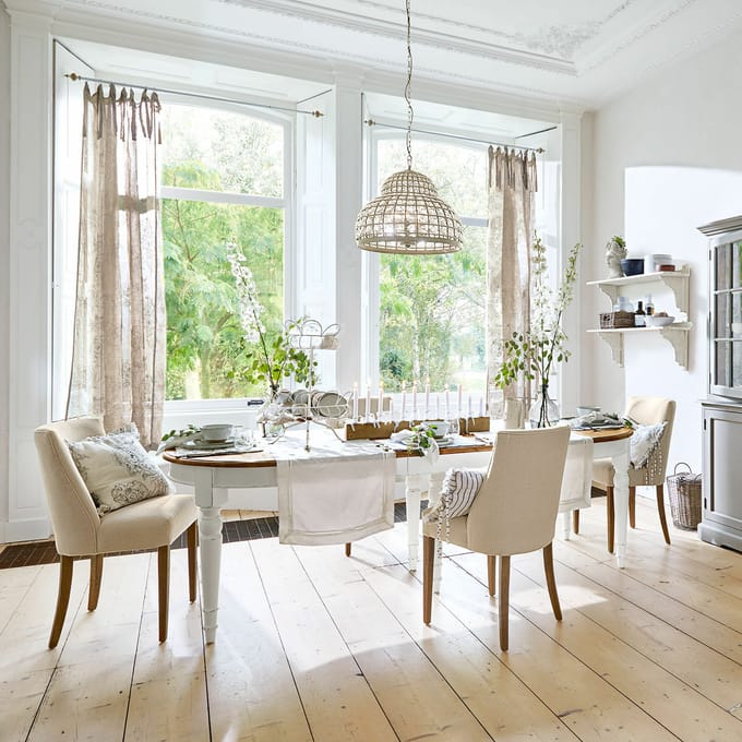 LOBERON Eettafel Pinecrest wit/bruin