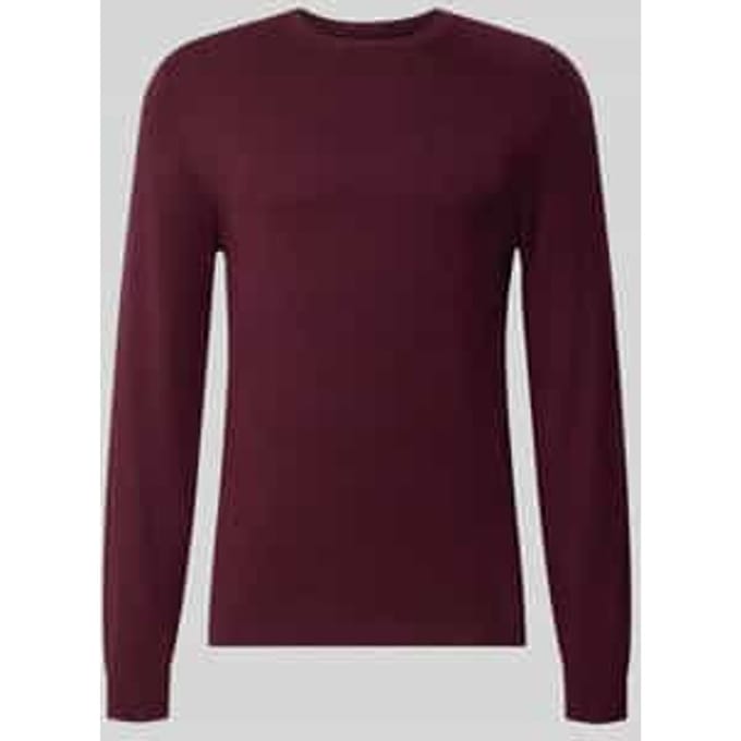 Gebreide pullover met geribde ronde hals